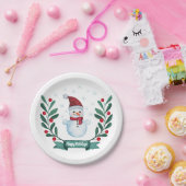 Assiettes En Carton Aquarelle de Noël Snowman Custom (Fête)