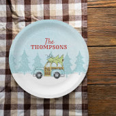Assiettes En Carton Aquarelle de Noël Voiture Nostalgique Rustique mod