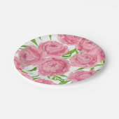 Assiettes En Carton Aquarelle de pivoines roses (Angle)