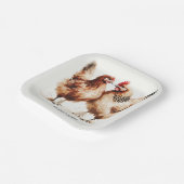 Assiettes En Carton Aquarelle de poulet Brown Mariage rustique (Angulaire)