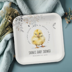 Assiettes En Carton Aquarelle de poulet de ferme mignonne Baby shower 