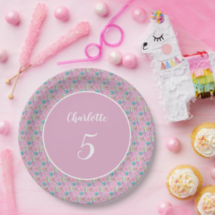 Assiettes En Carton Aquarelle de poupée de fleurs mignonnes