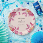 Assiettes En Carton Aquarelle de Rose clair Mariage moderne (Fête)