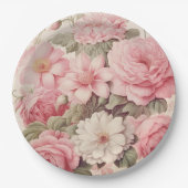 Assiettes En Carton Aquarelle délicate Roses roses roses et fleurs de (Devant)