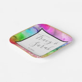 Assiettes En Carton Aquarelle d'encre d'alcool arc-en-ciel (Angulaire)