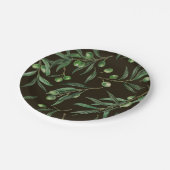 Assiettes En Carton Aquarelle des branches d'olive en noir (Angle)