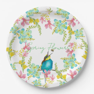 Assiettes En Carton Aquarelle des fleurs de printemps