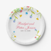 Assiettes En Carton Aquarelle d'été Fleurs colorées (Devant)