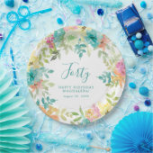 Assiettes En Carton Aquarelle d'été Floral Custom 40e anniversaire (Fête)