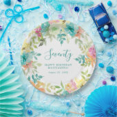 Assiettes En Carton Aquarelle d'été Floral Custom 70e anniversaire (Fête)