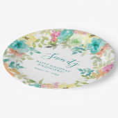 Assiettes En Carton Aquarelle d'été Floral Custom 70e anniversaire (Angle)
