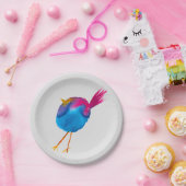 Assiettes En Carton Aquarelle d'oiseau bleu (Fête)