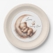 Assiettes En Carton Aquarelle Dormir Brown Ours sur la Lune (Devant)