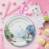 Assiettes En Carton Aquarelle douce Côte Thaïlande Mariage marin (Fête)