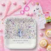 Assiettes En Carton Aquarelle douce et classique Peacock Flora Fête de (Fête)