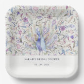 Assiettes En Carton Aquarelle douce et classique Peacock Flora Fête de (Recto)