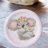 Assiettes En Carton Aquarelle douce fille Koala Baby shower rose