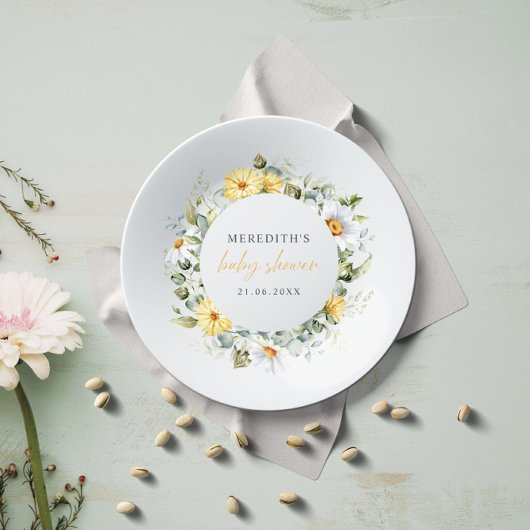 Assiettes En Carton Aquarelle douce Fleur sauvage Baby shower