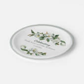 Assiettes En Carton Aquarelle douce Magnolia Mariage de verdure (Angle)