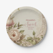 Assiettes En Carton Aquarelle douce Pastel Floral Sweet 16 (Devant)