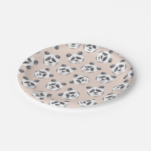 Assiettes En Carton Aquarelle d'ours noir blanc blanc blanc blanc blan