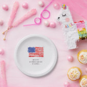 Assiettes En Carton Aquarelle drapeau américain (Fête)
