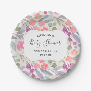Assiettes En Carton Aquarelle Dreamy Floral   BABY SHOWER