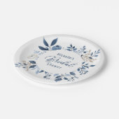 Assiettes En Carton Aquarelle Dusty Blue Floral Boho Fête des mariées (Angle)