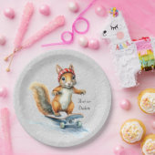 Assiettes En Carton Aquarelle Écureuil Platine en papier (Fête)