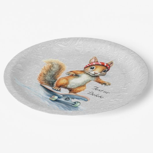 Assiettes En Carton Aquarelle Écureuil Platine en papier (Angle)