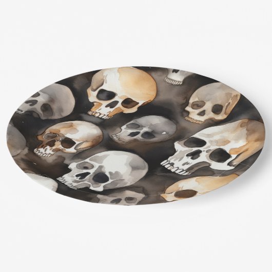 Assiettes En Carton Aquarelle éffrayante Halloween Plaque en papier (Angle)