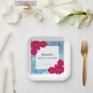 Assiettes En Carton Aquarelle Élégance Grecque + Baby Shower Rose pour