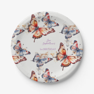 Assiettes En Carton Aquarelle élégante Papillons joués personnalisés