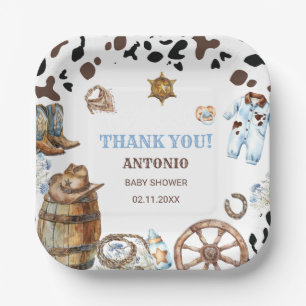 Assiettes En Carton Aquarelle élégante Petit Cowboy Rode Papier Napkin