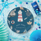 Assiettes En Carton Aquarelle Eléments marins Bleu (Fête)