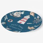 Assiettes En Carton Aquarelle Eléments marins Bleu (Angle)