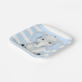 Assiettes En Carton Aquarelle Elephant Avec Baby shower Bleu Stripes (Angulaire)