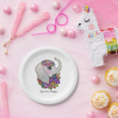 Assiettes En Carton Aquarelle Eléphant Avec Fleurs Sauvages (Fête)