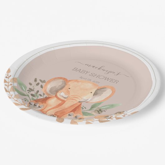 Assiettes En Carton Aquarelle Elephant Boho Safari (Angle)