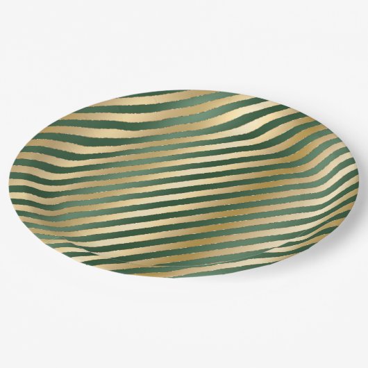 Assiettes En Carton Aquarelle en or vert de Noël (Angle)