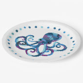 Assiettes En Carton Aquarelle en plaque de papier Octopus avec bordure (Angle)
