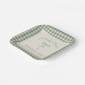 Assiettes En Carton Aquarelle En vichy Antique Sage Baby shower vert (Angulaire)