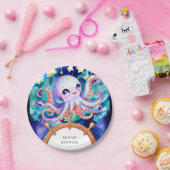 Assiettes En Carton Aquarelle enchantée Octopus Anniversaire (Fête)