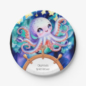 Assiettes En Carton Aquarelle enchantée Octopus Anniversaire (Devant)