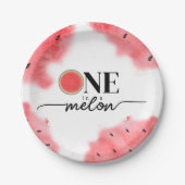 Assiettes En Carton Aquarelle Été UN dans une pastèque rouge melon (Devant)
