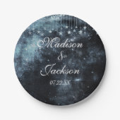 Assiettes En Carton Aquarelle étoile Mariage céleste Monogramme (Devant)