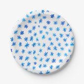Assiettes En Carton Aquarelle étoilée - bleu (Devant)
