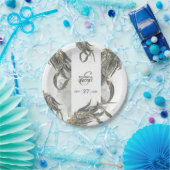 Assiettes En Carton Aquarelle Eucalyptus Feuille Mariage vert (Fête)