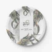 Assiettes En Carton Aquarelle Eucalyptus Feuille Mariage vert (Devant)