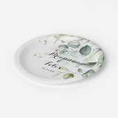 Assiettes En Carton Aquarelle Eucalyptus Gâteau Mariage vert (Angle)